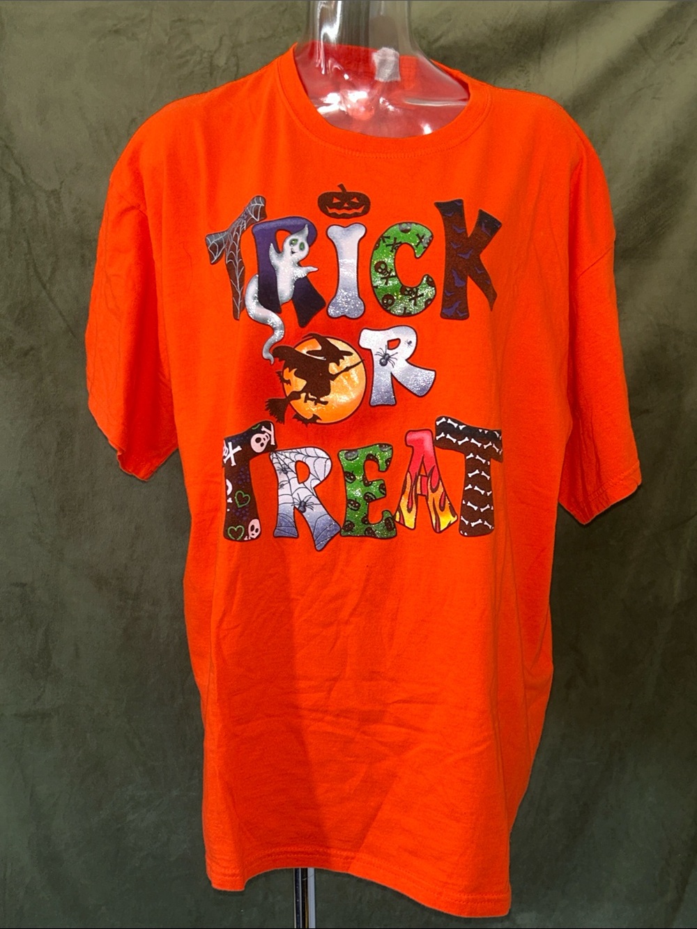 Women's Orange Halloween Graphic Short Sleeve Tee